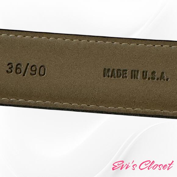 Black Belt Gold Buckle Split Cow Hide Bonded Lined Sz 36 - Picture 5 of 8